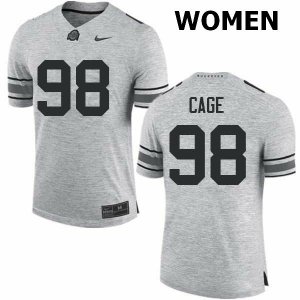NCAA Ohio State Buckeyes Women's #98 Jerron Cage Gray Nike Football College Jersey RKJ6245TC